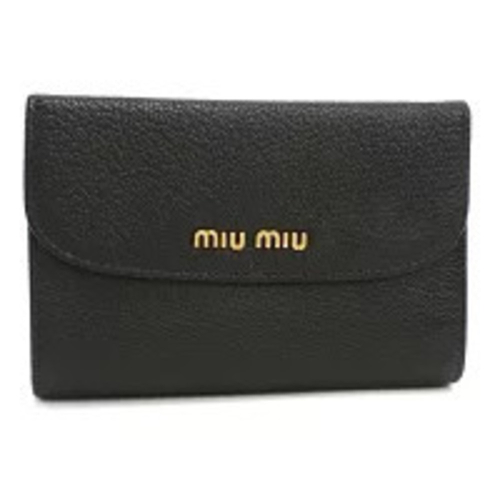 Miu Miu black textured leather flap wallet
